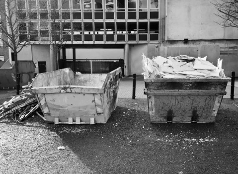 Construction site with builders waste being cleared